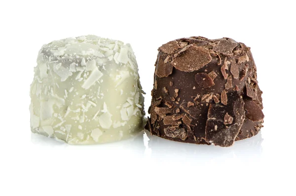 White and brown chocolate candies — Stock Photo, Image