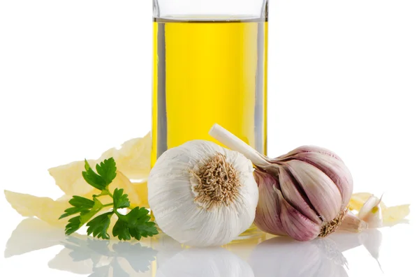 Česnek a olivový olej — Stock fotografie