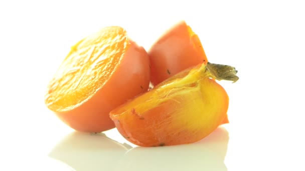 Red ripe persimmons — Stock Video