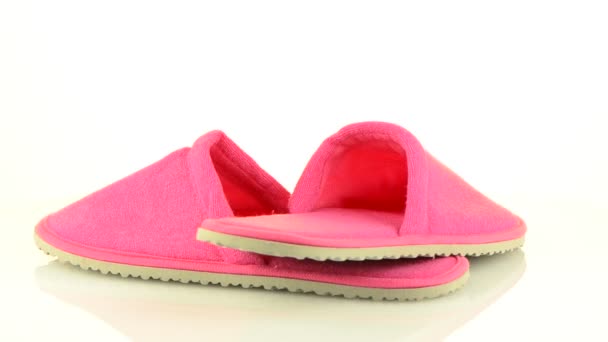 一双粉红色的拖鞋 — 图库视频影像