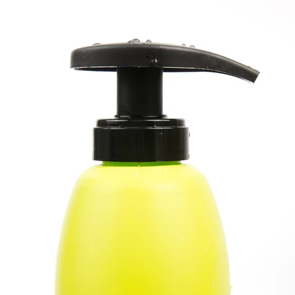 Close up van groene shampoo fles dop — Stockfoto