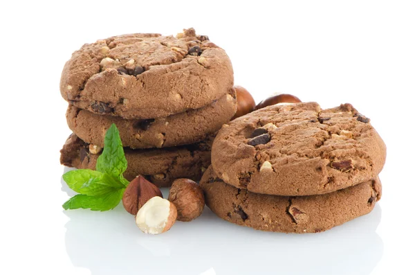 Chocolade koekjes met munt verlaat — Stockfoto