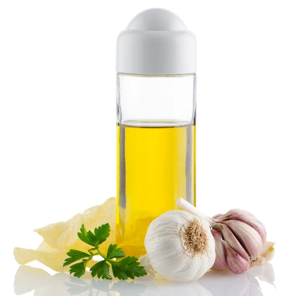 Česnek a olivový olej — Stock fotografie