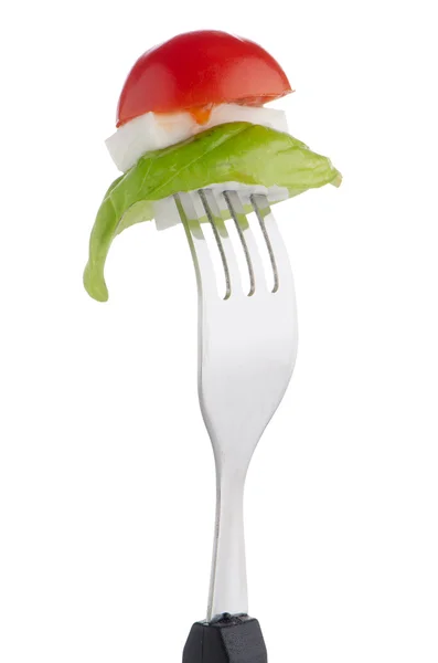 Ensalada Caprese en el tenedor — Foto de Stock