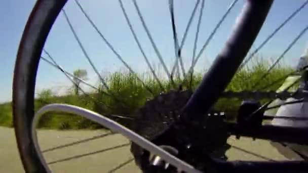 Detaljvy på en cykel redskap systemet — Stockvideo