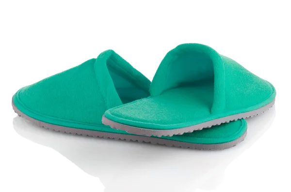 Dvojice zelených papučí — Stock fotografie