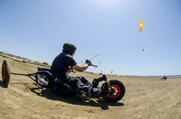 Ricardo Costa on a Kitebuggy — Stock Photo, Image