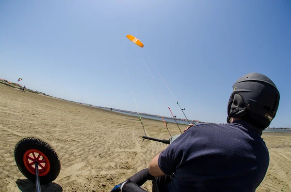 Ricardo Costa on a Kitebuggy — Stock Photo, Image