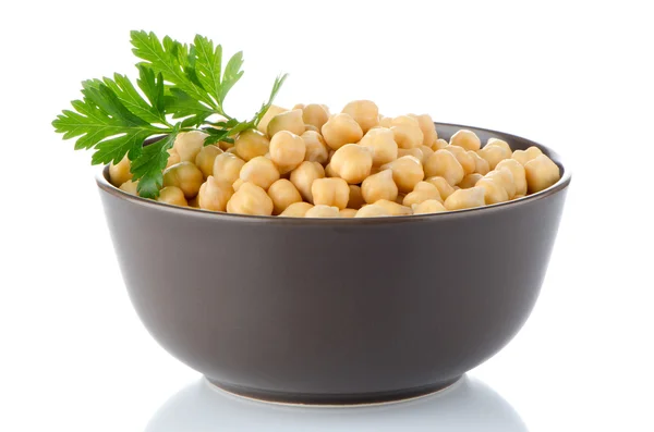 Closeup of a bowl with boiled chickpeas — Stock Photo, Image