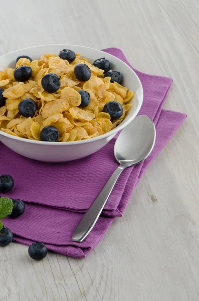 Cereal and blueberries — Stock Photo, Image