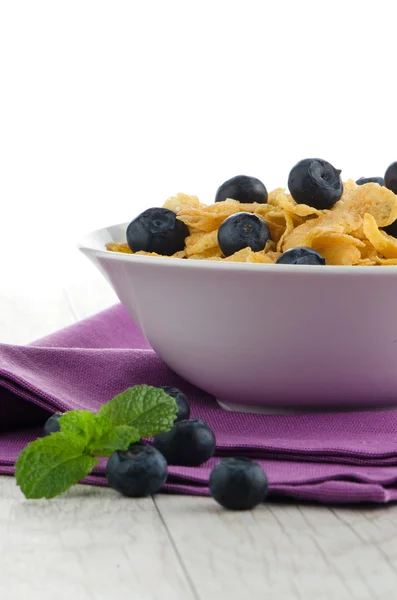 Cereal and blueberries — Stock Photo, Image