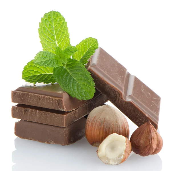 Chocolate Bar with hazelnuts — Stock Photo, Image