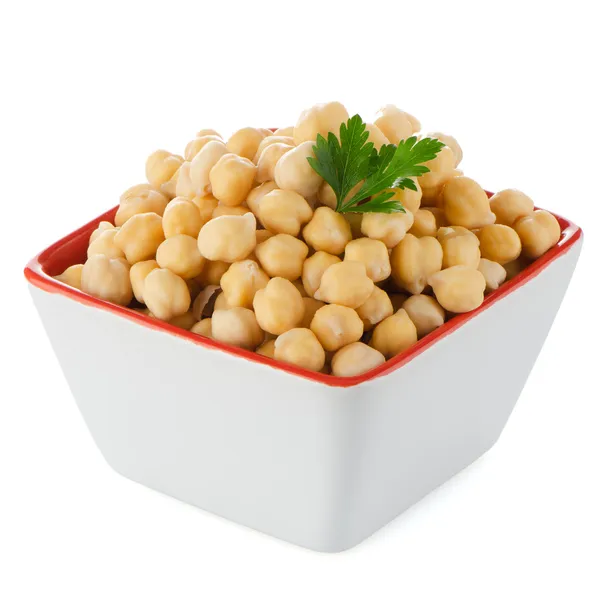 Closeup of a bowl with boiled chickpeas — Stock Photo, Image
