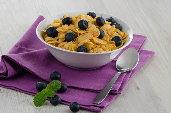 Cereal and blueberries — Stock Photo, Image