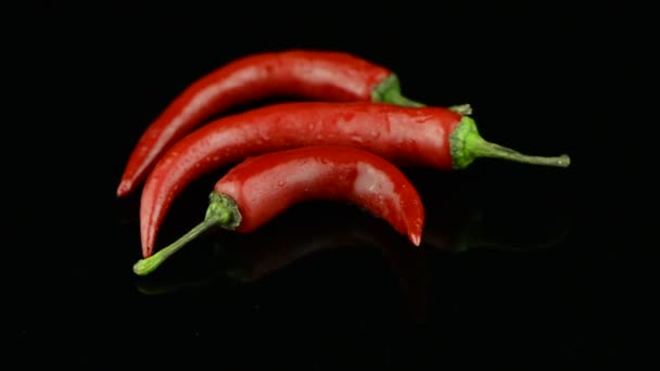 Tres pimientos rojos picantes — Vídeo de stock