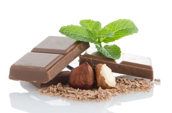 ヘーゼル ナッツとチョコレートのバー — ストック写真