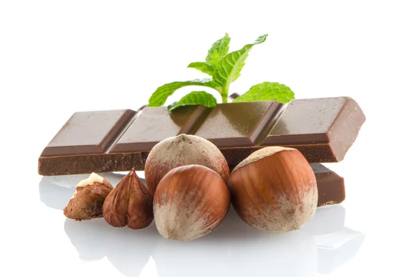 Chocolate Bar with hazelnuts — Stock Photo, Image