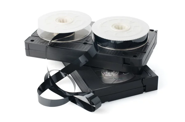 Dwie kasety video i kołowrotek — Zdjęcie stockowe