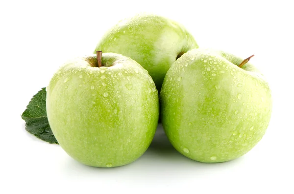 Three fresh green apples — Stock Photo, Image