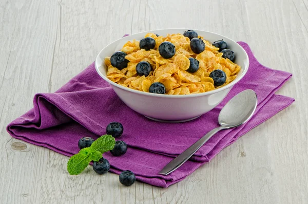 Cereal and blueberries — Stock Photo, Image