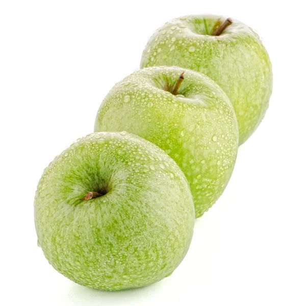 Τρεις φρέσκα πράσινα μήλα — Φωτογραφία Αρχείου