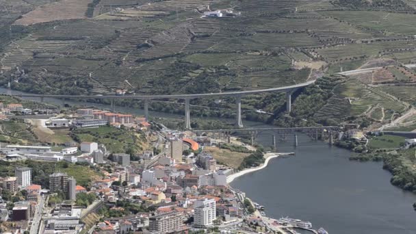 Terasovitých vinic v údolí řeky douro — Stock video