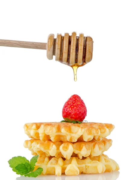 Waffles e morango — Fotografia de Stock