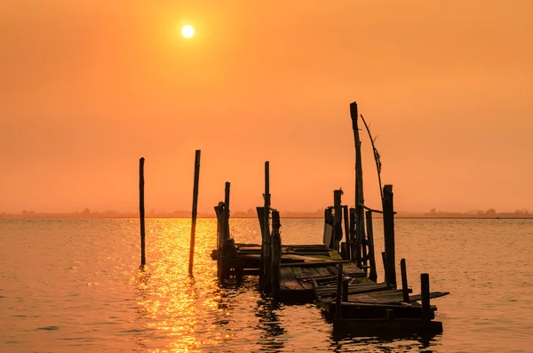 Old dock sunset — Stock Photo, Image