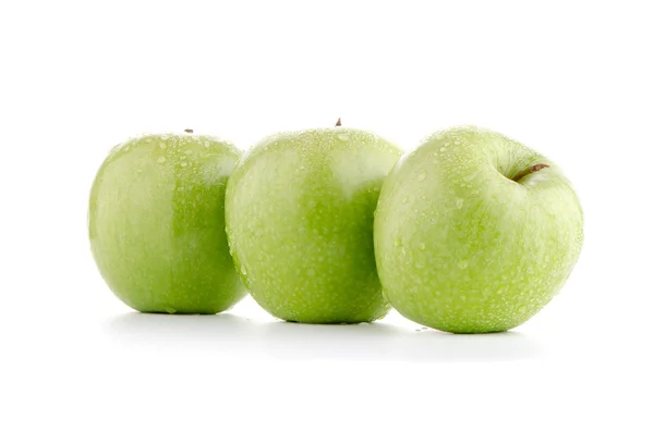 Three fresh green apples — Stock Photo, Image