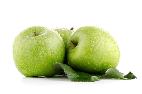 Three fresh green apples — Stock Photo, Image