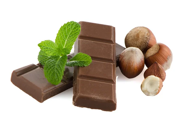 Detalle de primer plano de las piezas de chocolate — Foto de Stock