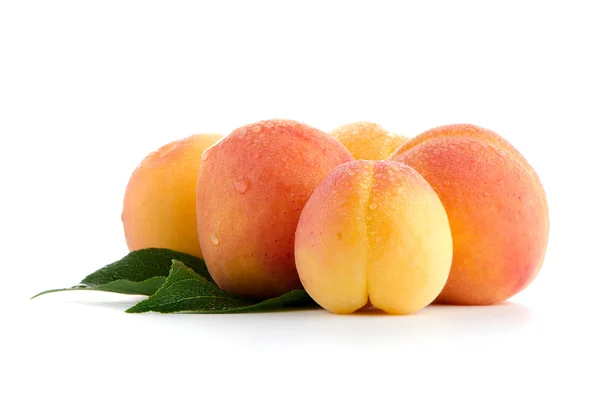 Солодкі персики з листям — стокове фото