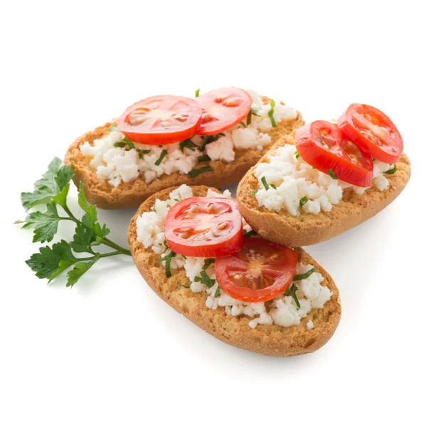 Bread with cottage — Stock Photo, Image