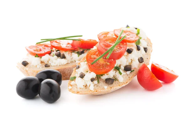 Bread with cottage — Stock Photo, Image