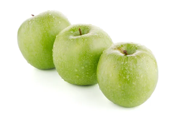 Tres manzanas verdes frescas —  Fotos de Stock