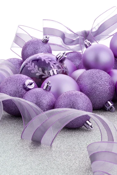 Purple christmas balls — Stock Photo, Image