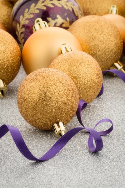 Golden christmas balls — Stock Photo, Image