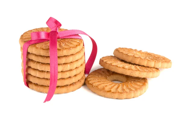 Festive wrapped rings biscuits — Stock Photo, Image