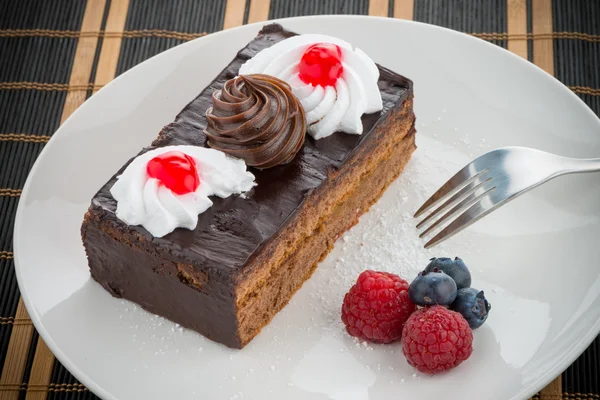 Piece of chocolate cake — Stock Photo, Image