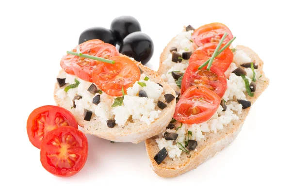 Bread with cottage — Stock Photo, Image