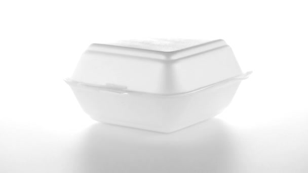 White hamburger foam box — Stock Video