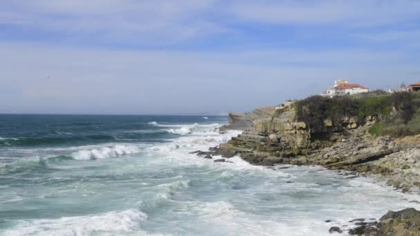 Cliffs at azenhas mar, Portekiz — Stok video