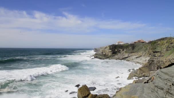 Kliffen op azenhas mar, portugal — Stockvideo