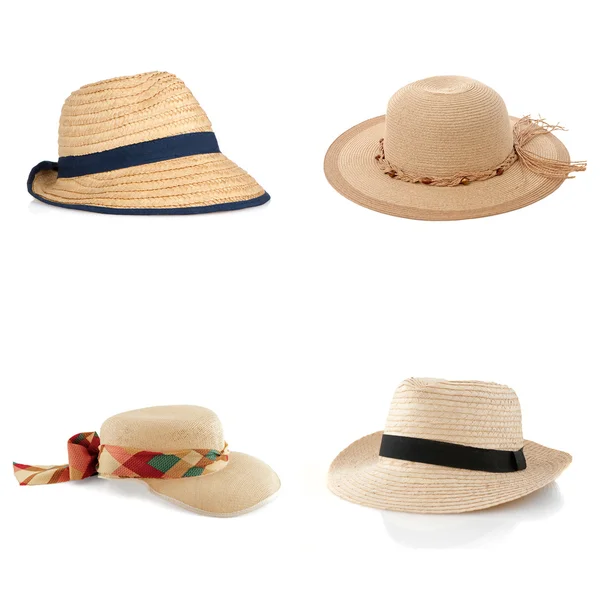 Conjunto de cuatro sombreros de paja — Foto de Stock