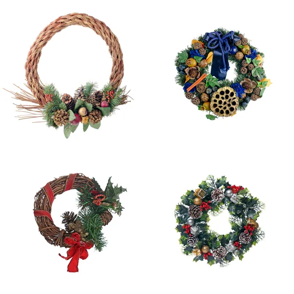 Set of four Christmas door garland — Stock Photo, Image