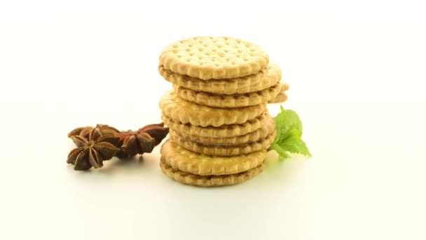 Galletas sándwich con relleno de vainilla — Vídeos de Stock