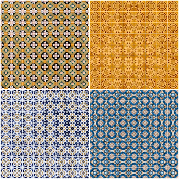 Conjunto de cuatro patrones de baldosas cerámicas —  Fotos de Stock