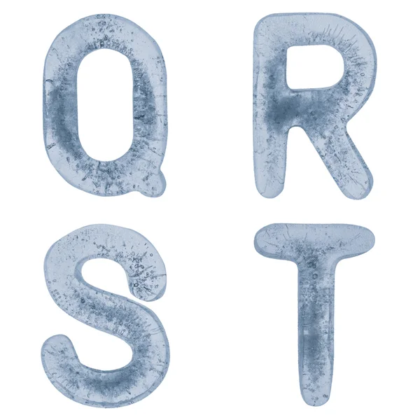 Letters Q, R, S and T in ice — Stock Photo, Image