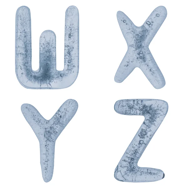 Letters W, X, Y and Z in ice — Stock Photo, Image
