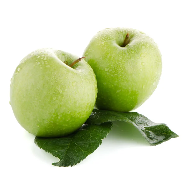 Twee verse groene appels — Stockfoto